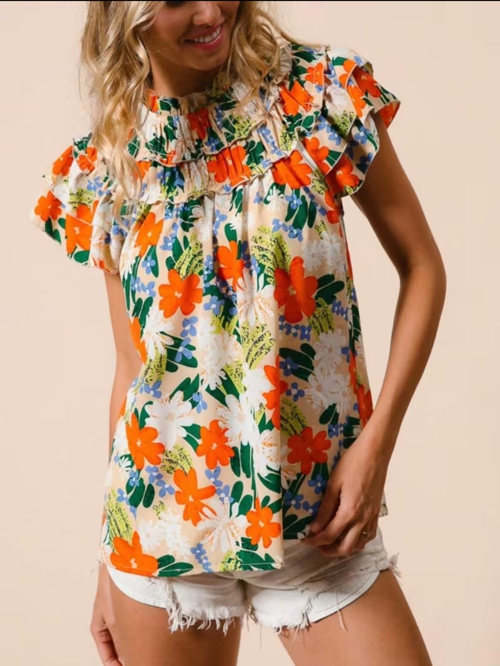 NWT BiBi Floral Print Woven Blouse